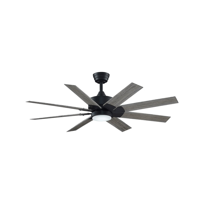 Levon Custom LED Ceiling Fan in Black/Weathered Wood/52-Inch.