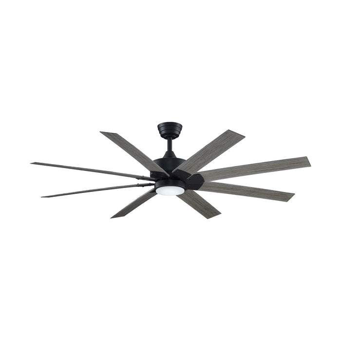 Levon Custom LED Ceiling Fan in Black/Weathered Wood/64-Inch.