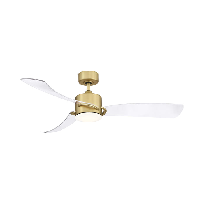 SculptAire Indoor / Outdoor LED Ceiling Fan in Brushed Satin Brass.