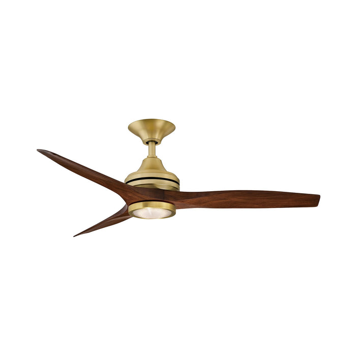 Spitfire LED Ceiling Fan in Brushed Satin Brass/Whiskey Wood/48-Inch.