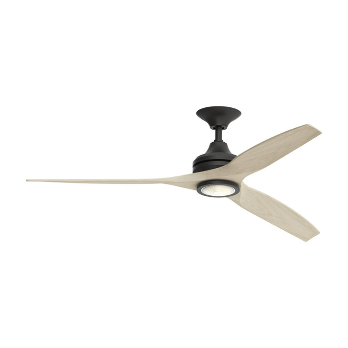 Spitfire LED Ceiling Fan in Black/Washed White/60-Inch.