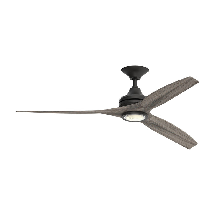 Spitfire LED Ceiling Fan in Black/Weathered Wood/60-Inch.