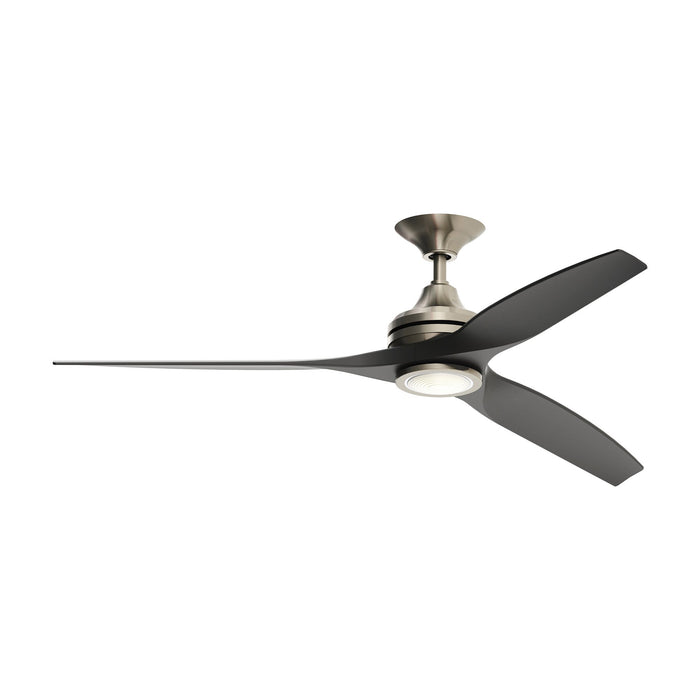 Spitfire LED Ceiling Fan in Brushed Nickel/Black/60-Inch.