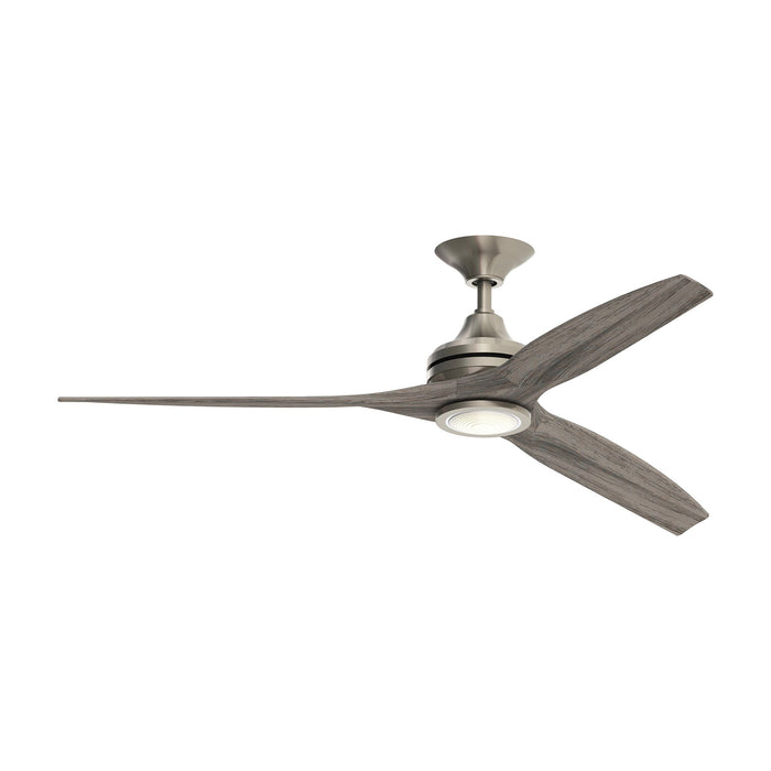 Spitfire LED Ceiling Fan in Brushed Nickel/Weathered Wood/60-Inch.