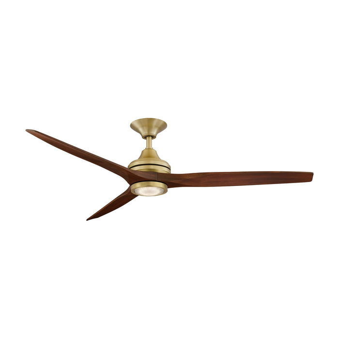 Spitfire LED Ceiling Fan in Brushed Satin Brass/Whiskey Wood/60-Inch.