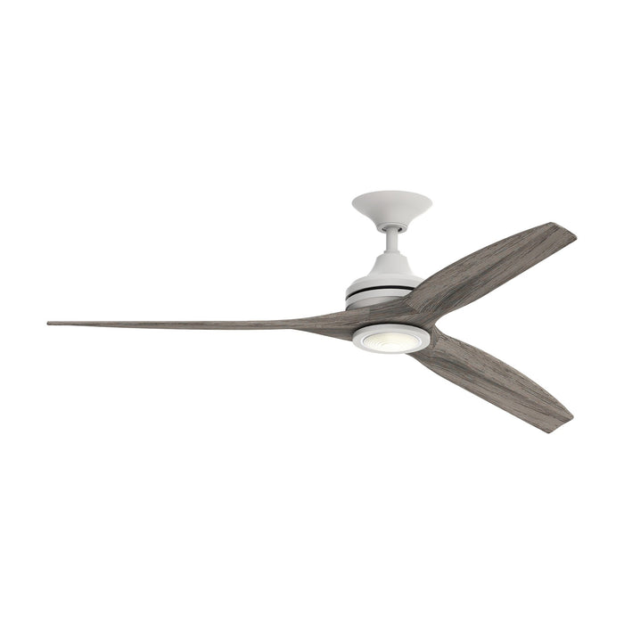 Spitfire LED Ceiling Fan in Matte White/Weathered Wood/60-Inch.