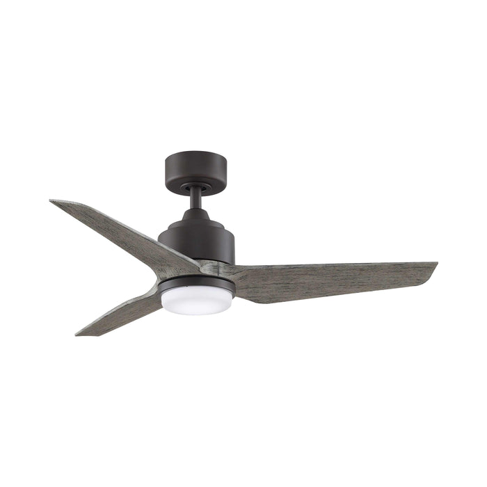 TriAire Custom LED Ceiling Fan in 44-Inch/Matte Greige/Weathered Wood.