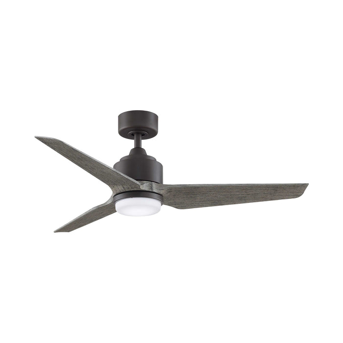 TriAire Custom LED Ceiling Fan in 48-Inch/Matte Greige/Weathered Wood.