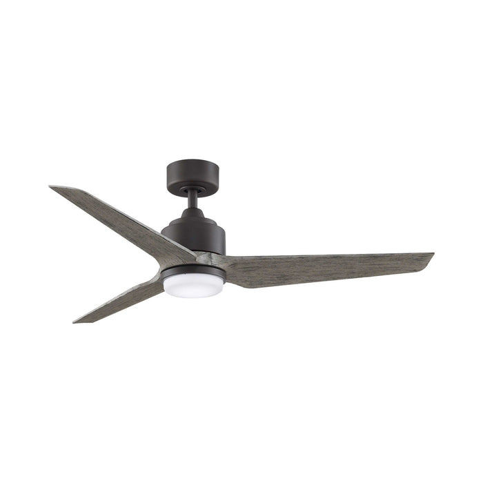 TriAire Custom LED Ceiling Fan in 52-Inch/Matte Greige/Weathered Wood.