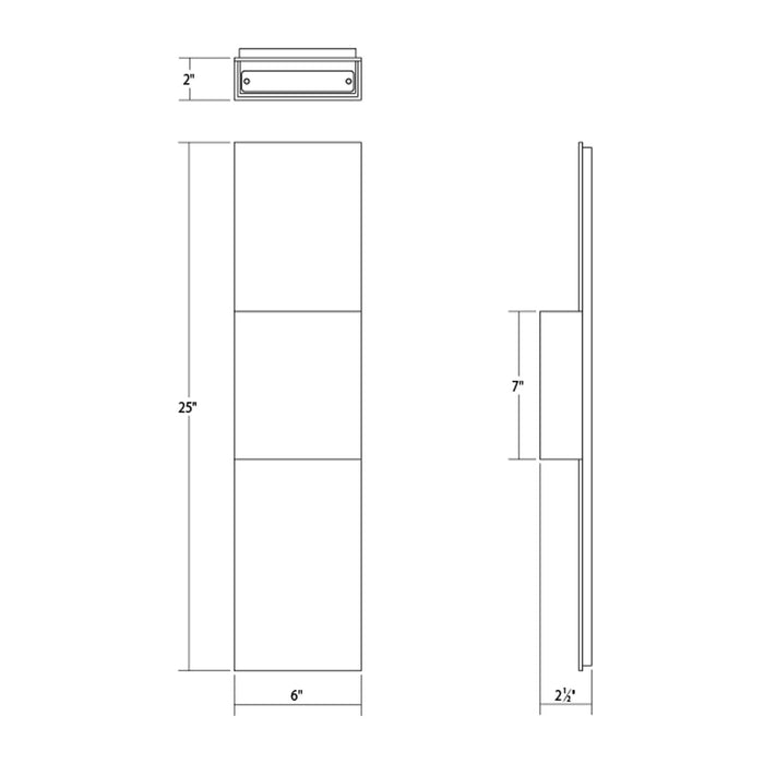 Flat Box™ Panel Up/Down Outdoor LED Wall Light - line drawing.