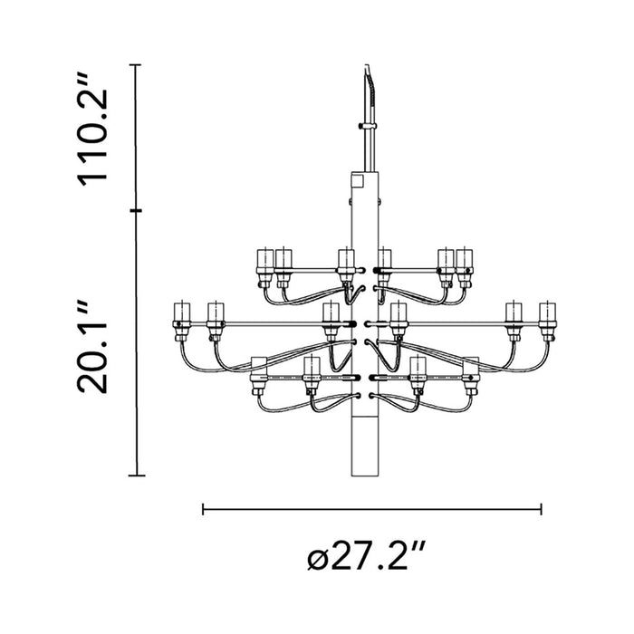 2097/18 UL LED Chandelier - line drawing.