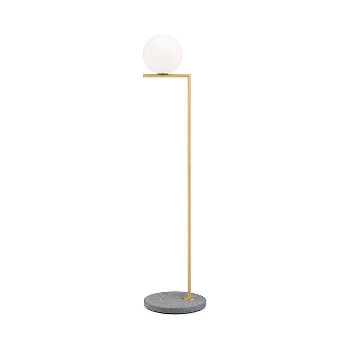 IC Lights Outdoor LED Floor Lamp in Brushed Brass/Grey Lava Stone(Small).