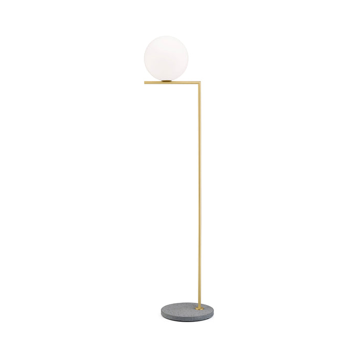 IC Lights Outdoor LED Floor Lamp in Brushed Brass/Grey Lava Stone(Large).