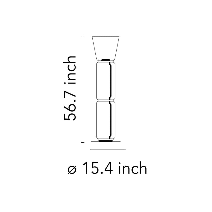Noctambule High Cylinder and Cone LED Floor Lamp - line drawing.