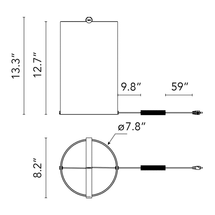 To-Tie LED Table Lamp - line drawing.