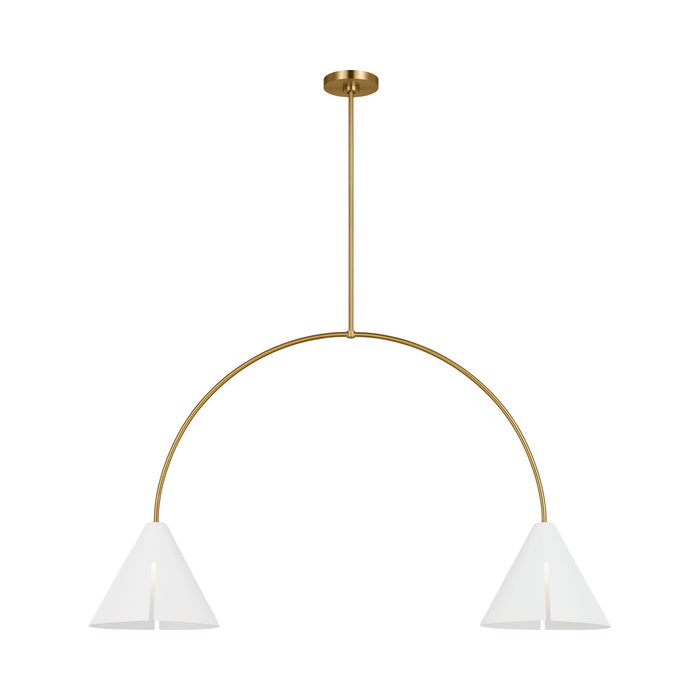 Cambre LED Linear Pendant Light in Matte White/Burnished Brass (2-Light).