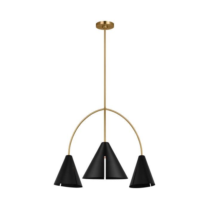 Cambre LED Linear Pendant Light in Midnight Black/Burnished Brass (3-Light).