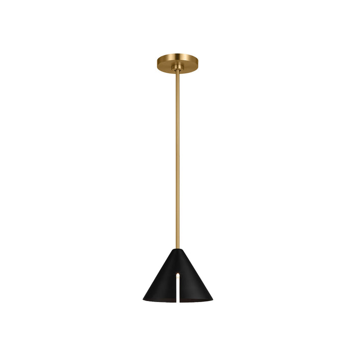 Cambre LED Pendant Light in Midnight Black/Burnished Brass (Small).