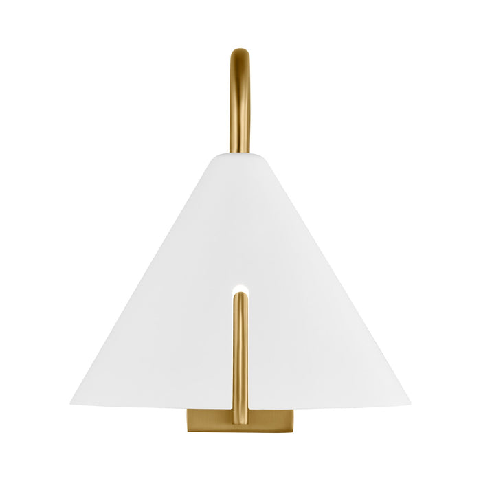 Cambre LED Task Wall Light in Matte White/Burnished Brass.