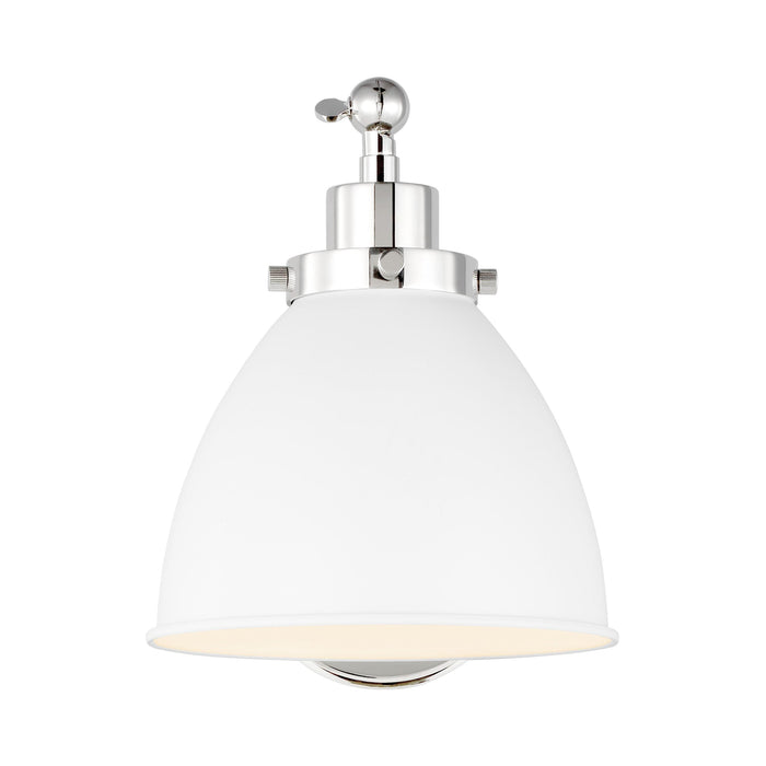 Wellfleet Dome Wall Light in Matte White and Polished Nickel.