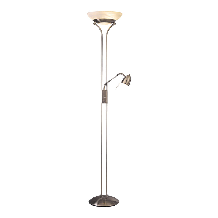 George's Reading Room Torchiere LED Floor Lamp with Reading Light in Brushed Nickel.