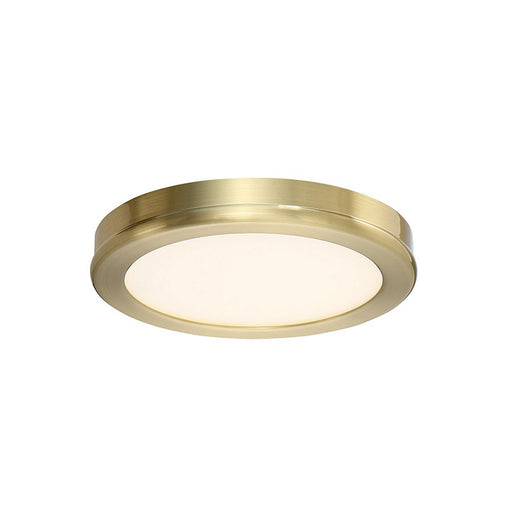 Geos LED Round Low-Profile Flush Mount Light in Small/2700K/Brushed Brass.