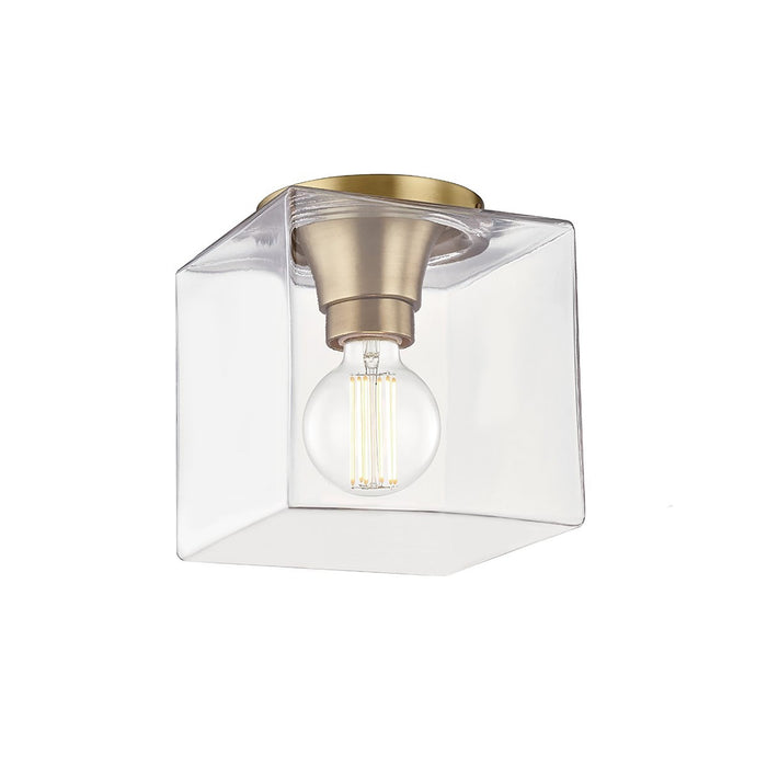 Grace Square Flush Mount Ceiling Light in Aged Brass/Small.