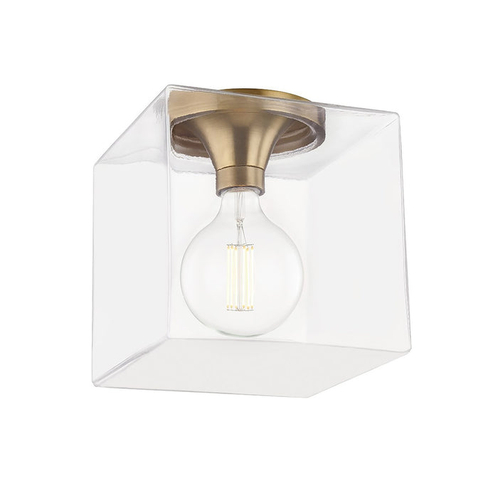 Grace Square Flush Mount Ceiling Light in Aged Brass/Large.