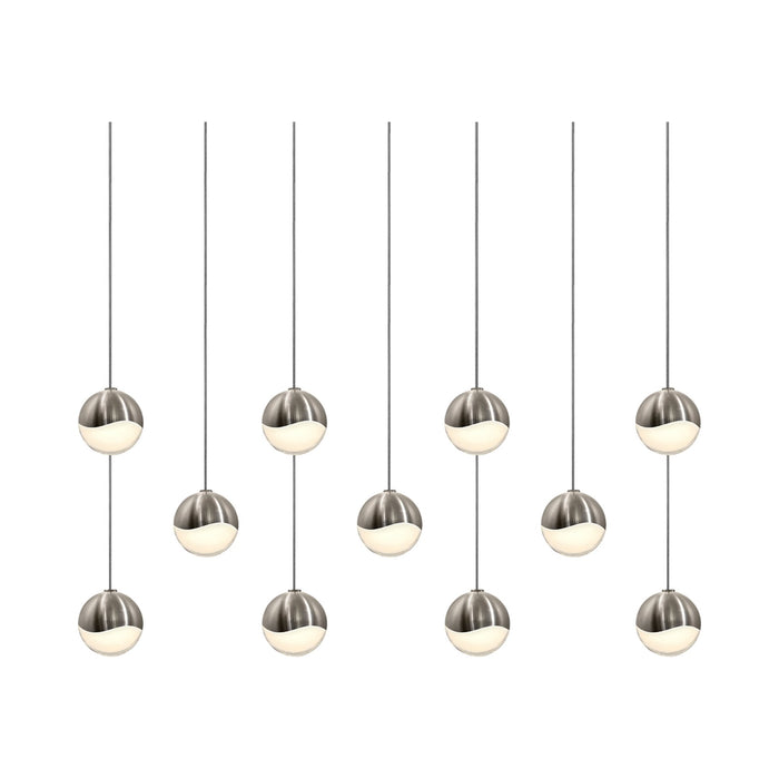 Grapes® 11-Light Rectangle LED Multipoint Pendant Light in Satin Nickel/Small.