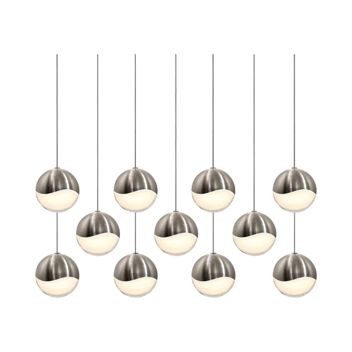 Grapes® 11-Light Rectangle LED Multipoint Pendant Light in Satin Nickel/Large.