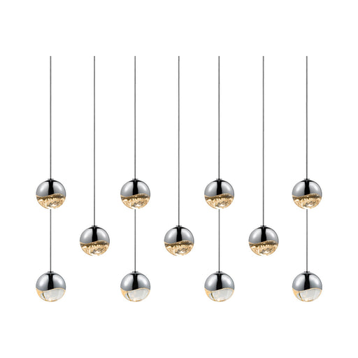 Grapes® 11-Light Rectangle LED Multipoint Pendant Light in Polished Chrome/Small.