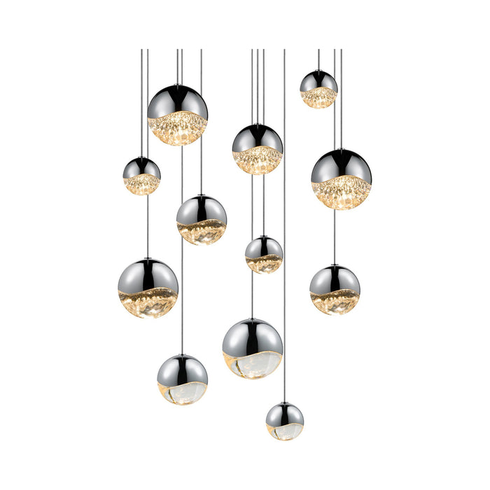 Grapes® 12-Light Round LED Multipoint Pendant Light in Polished Chrome/Assorted Bulb.