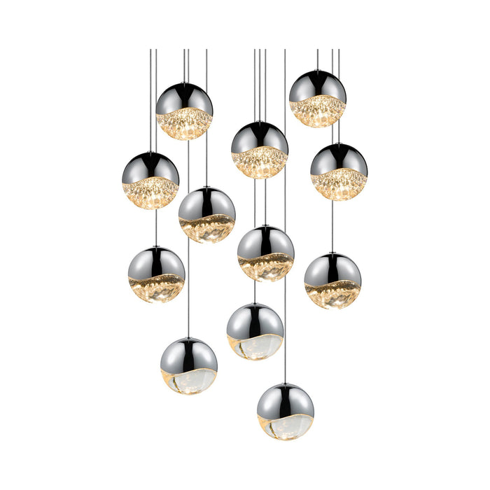 Grapes® 12-Light Round LED Multipoint Pendant Light in Polished Chrome/Large Bulb.