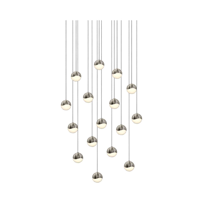 Grapes® 16-Light Square LED Multipoint Pendant Light in Satin Nickel /Small.