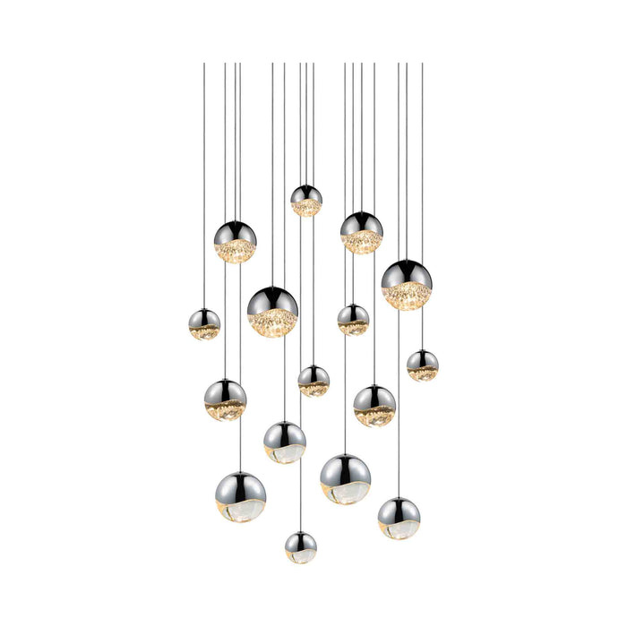 Grapes® 16-Light Square LED Multipoint Pendant Light in Polished Chrome/Assorted.