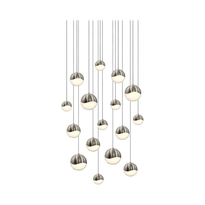 Grapes® 16-Light Square LED Multipoint Pendant Light in Satin Nickel/Assorted.