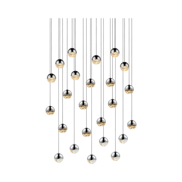 Grapes® 24-Light Round LED Multipoint Pendant Light in Polished Chrome /Small Bulb.