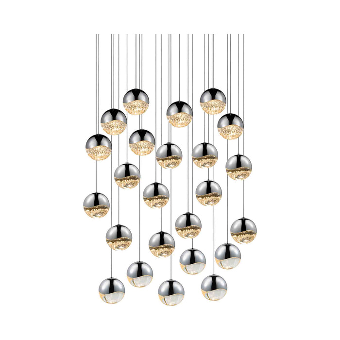 Grapes® 24-Light Round LED Multipoint Pendant Light in Polished Chrome /Large Bulb.