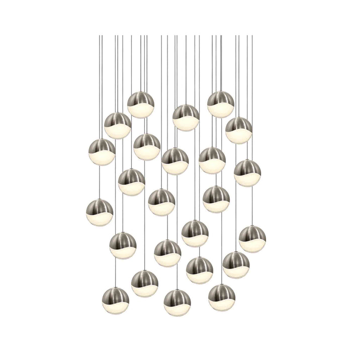Grapes® 24-Light Round LED Multipoint Pendant Light in Satin Nickel /Large Bulb.