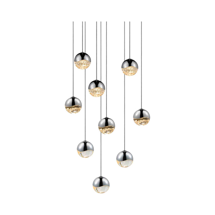 Grapes® LED Multipoint Pendant Light in Polished Chrome/Round / Small (9-Light).