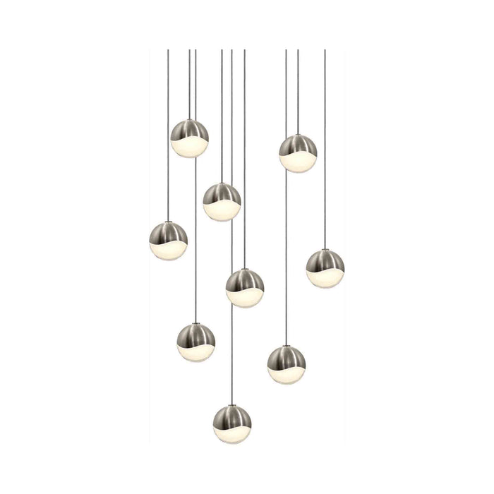 Grapes® LED Multipoint Pendant Light in Satin Nickel/Round / Small (9-Light).