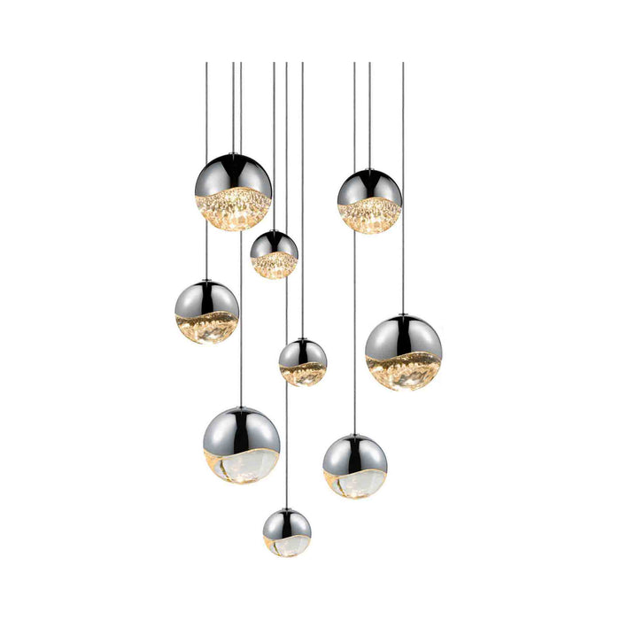 Grapes® LED Multipoint Pendant Light in Polished Chrome/Round / Assorted (9-Light).
