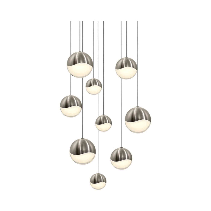 Grapes® LED Multipoint Pendant Light in Satin Nickel/Round / Assorted (9-Light).