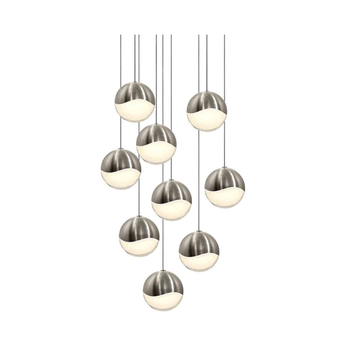 Grapes® LED Multipoint Pendant Light in Satin Nickel/Round / Large (9-Light).
