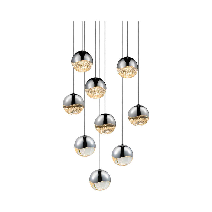 Grapes® LED Multipoint Pendant Light in Polished Chrome/Round / Assorted (9-Light).