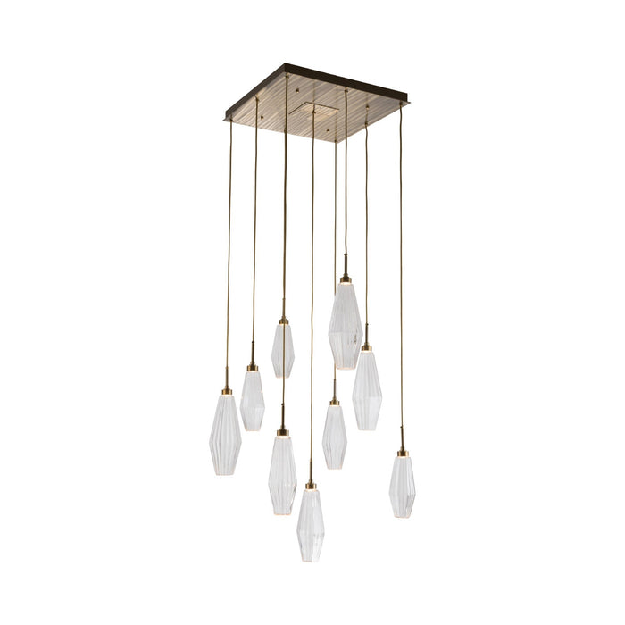 Aalto Grande LED Multi Light Pendant Light in Heritage Brass (9-Light).