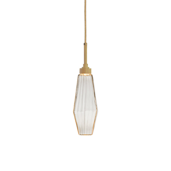 Aalto LED Pendant Light in Gilded Brass/Amber Glass (17.2-Inch).