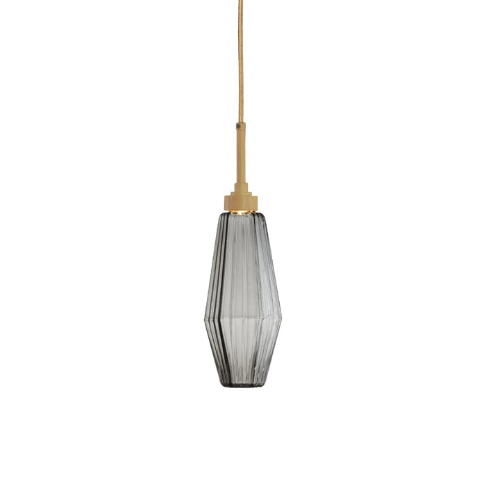 Aalto LED Pendant Light in Gilded Brass/Smoke Glass (17.2-Inch).