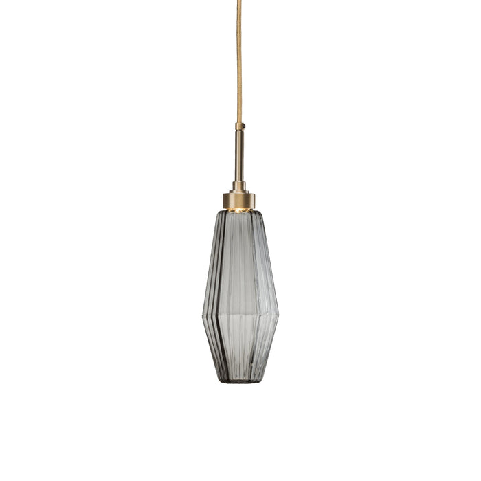 Aalto LED Pendant Light in Heritage Brass/Smoke Glass (17.2-Inch).