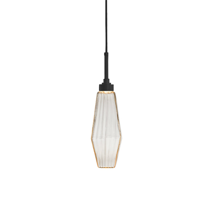 Aalto LED Pendant Light in Matte Black/Amber Glass (17.2-Inch).